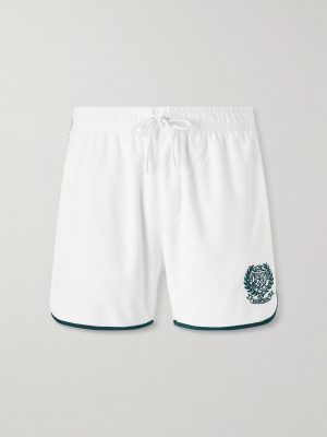 + Wimbledon Embroidered Straight-Leg Cotton-Blend Shorts + Wimbledon Embroidered Straight-Leg Cotton-Blend Shorts