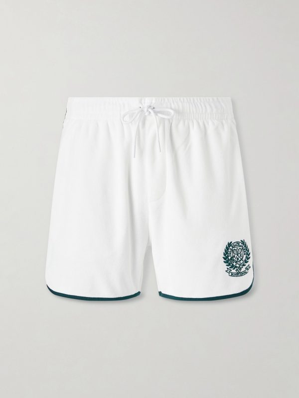 + Wimbledon Embroidered Straight-Leg Cotton-Blend Shorts + Wimbledon Embroidered Straight-Leg Cotton-Blend Shorts