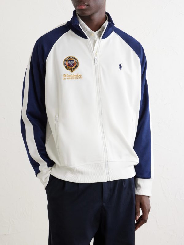 + Wimbledon Logo-Embroidered Cotton-Blend Piqué Zip-Up Sweatshirt - FR