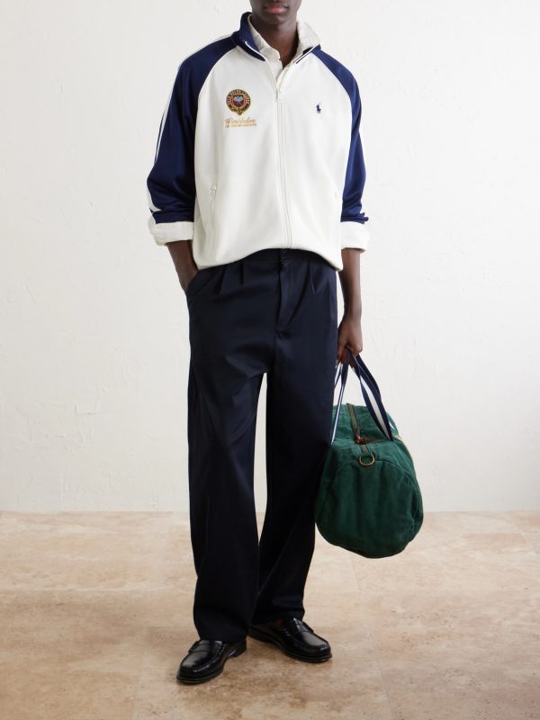 + Wimbledon Logo-Embroidered Cotton-Blend Piqué Zip-Up Sweatshirt - OU