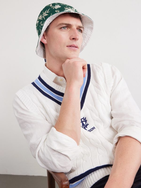 + Wimbledon Logo-Embroidered Reversible Cotton-Twill Bucket Hat - FR