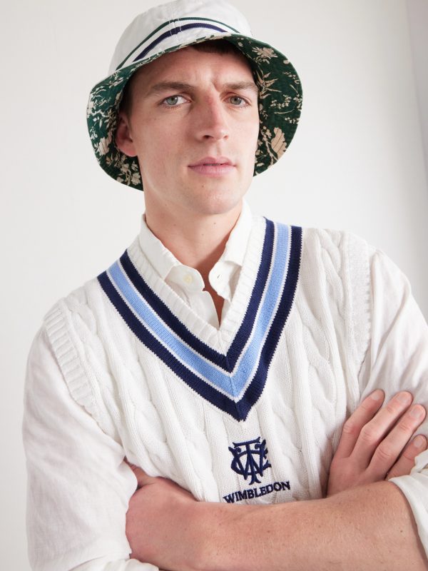 + Wimbledon Logo-Embroidered Reversible Cotton-Twill Bucket Hat - OU