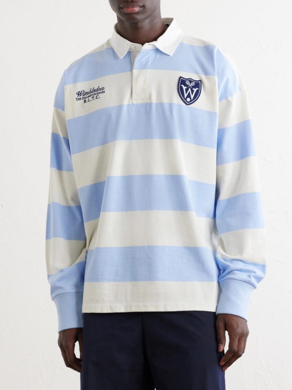 + Wimbledon Logo-Embroidered Striped Cotton Polo Shirt - FR