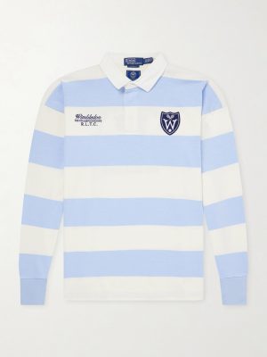 + Wimbledon Logo-Embroidered Striped Cotton Polo Shirt + Wimbledon Logo-Embroidered Striped Cotton Polo Shirt
