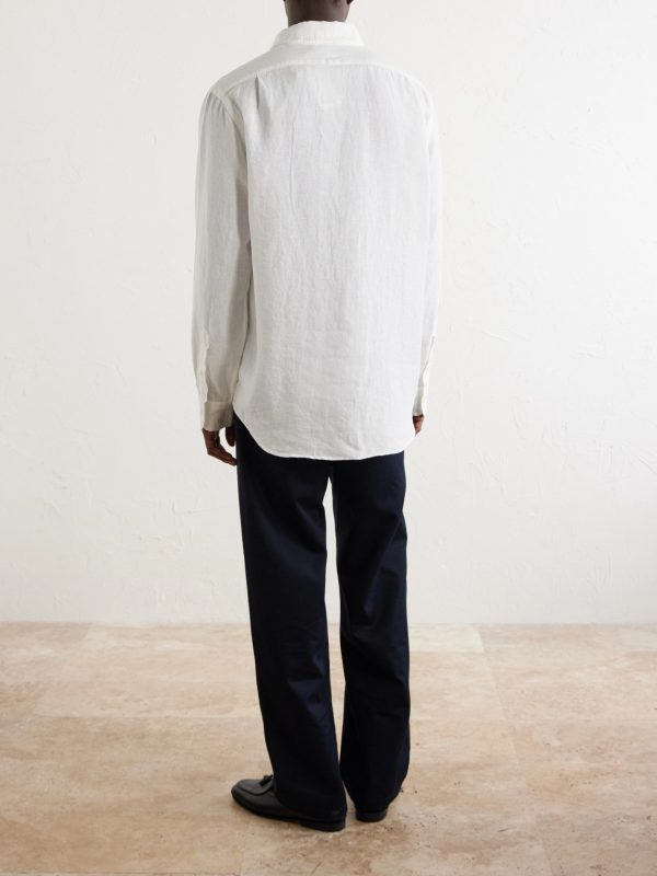 + Wimbledon Logo-Embroidered Linen Shirt - BK + Wimbledon Logo-Embroidered Linen Shirt - BK