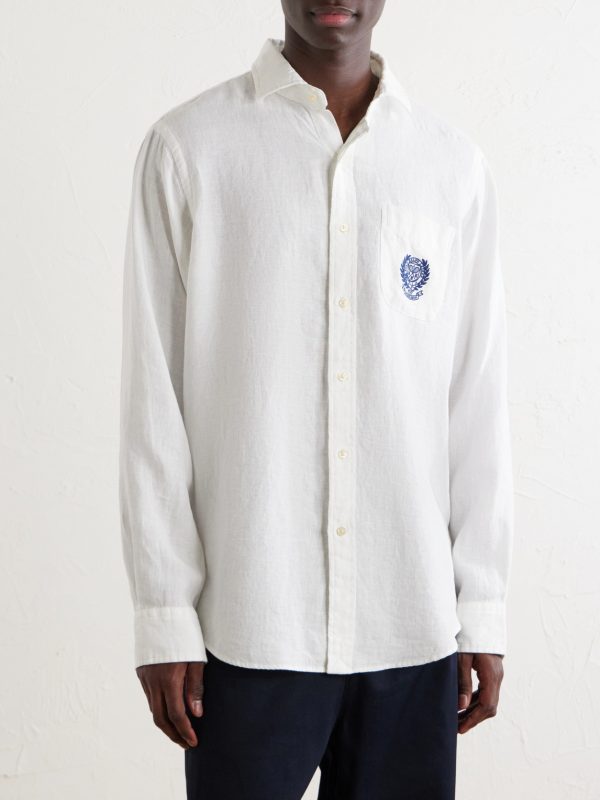 + Wimbledon Logo-Embroidered Linen Shirt - FR + Wimbledon Logo-Embroidered Linen Shirt - FR