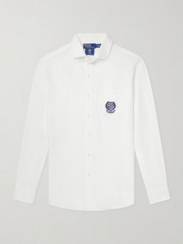 + Wimbledon Logo-Embroidered Linen Shirt + Wimbledon Logo-Embroidered Linen Shirt