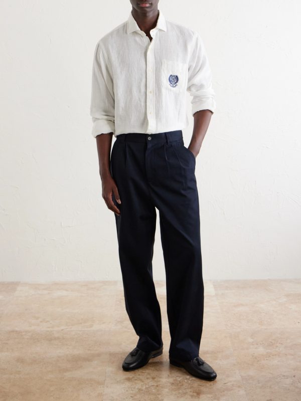 + Wimbledon Logo-Embroidered Linen Shirt - OU + Wimbledon Logo-Embroidered Linen Shirt - OU
