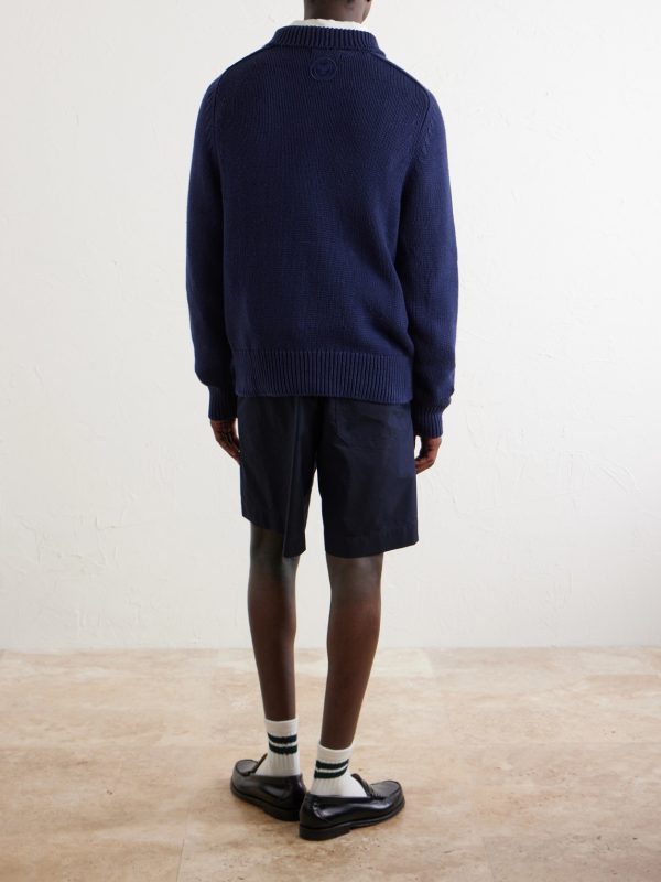 + Wimbledon Logo-Appliquéd Cotton Sweater - BK + Wimbledon Logo-Appliquéd Cotton Sweater - BK