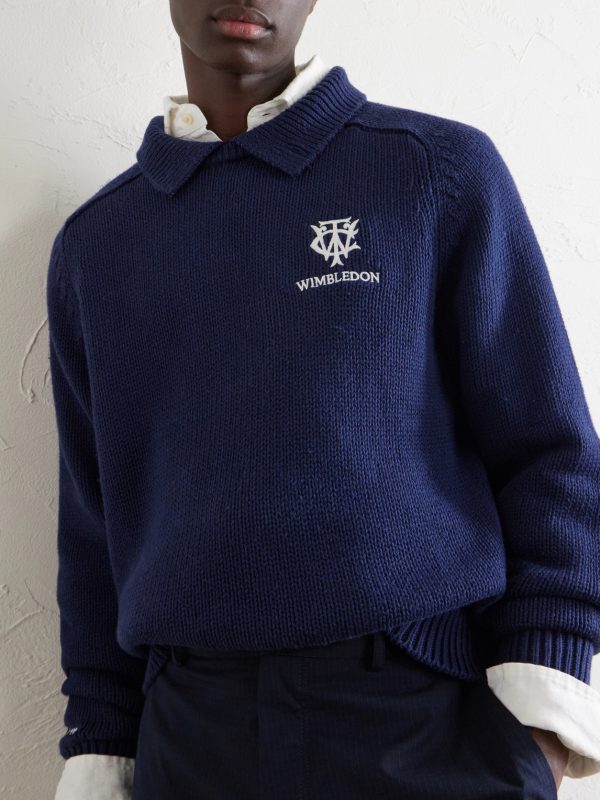 + Wimbledon Logo-Appliquéd Cotton Sweater - CU + Wimbledon Logo-Appliquéd Cotton Sweater - CU