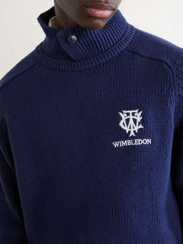 + Wimbledon Logo-Appliquéd Cotton Sweater - E1 + Wimbledon Logo-Appliquéd Cotton Sweater - E1