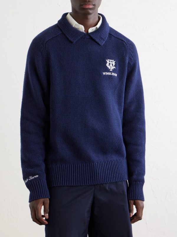 + Wimbledon Logo-Appliquéd Cotton Sweater - FR + Wimbledon Logo-Appliquéd Cotton Sweater - FR