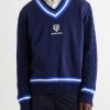 + Wimbledon Logo-Embroidered Cable-Knit Cotton-Blend Fleece Sweater - FR + Wimbledon Logo-Embroidered Cable-Knit Cotton-Blend Fleece Sweater - FR