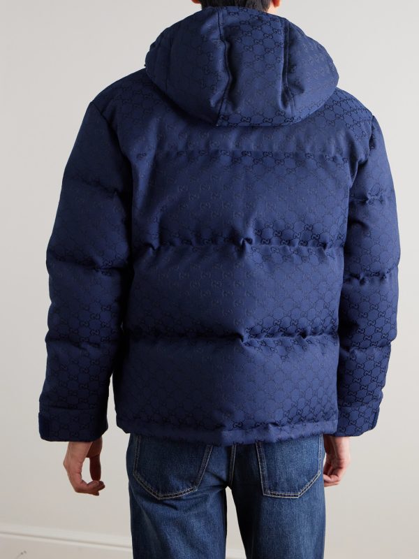 Quilted Logo-Jacquard Cotton-Blend Canvas Hooded Down Jacket - BK Quilted Logo-Jacquard Cotton-Blend Canvas Hooded Down Jacket - BK