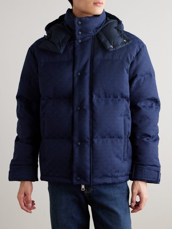 Quilted Logo-Jacquard Cotton-Blend Canvas Hooded Down Jacket - FR Quilted Logo-Jacquard Cotton-Blend Canvas Hooded Down Jacket - FR