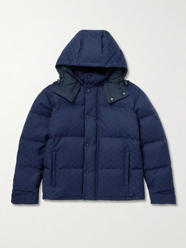 Quilted Logo-Jacquard Cotton-Blend Canvas Hooded Down Jacket Quilted Logo-Jacquard Cotton-Blend Canvas Hooded Down Jacket