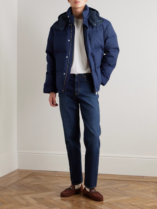Quilted Logo-Jacquard Cotton-Blend Canvas Hooded Down Jacket - OU Quilted Logo-Jacquard Cotton-Blend Canvas Hooded Down Jacket - OU