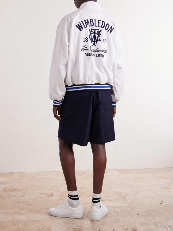 + Wimbledon Logo-Embroidered Striped Cotton Blouson Jacket - BK