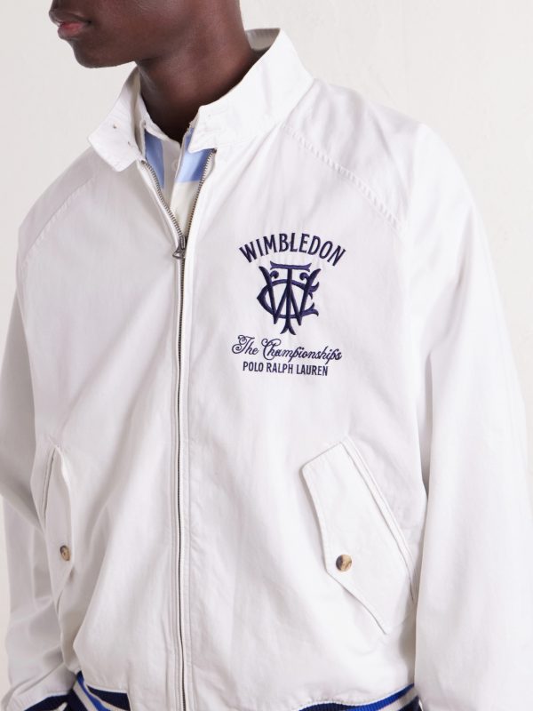 + Wimbledon Logo-Embroidered Striped Cotton Blouson Jacket - CU