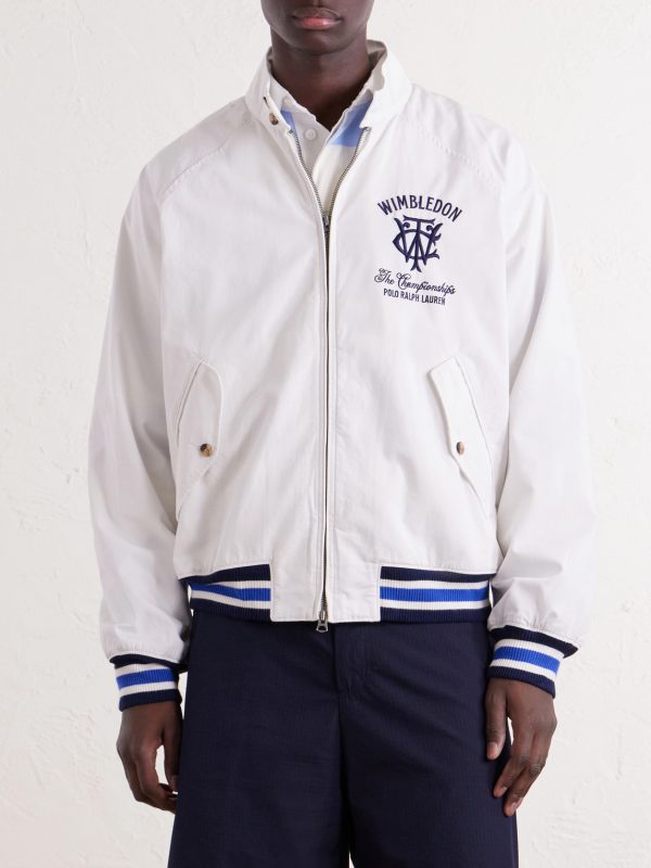 + Wimbledon Logo-Embroidered Striped Cotton Blouson Jacket - FR