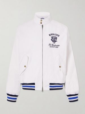 + Wimbledon Logo-Embroidered Striped Cotton Blouson Jacket
