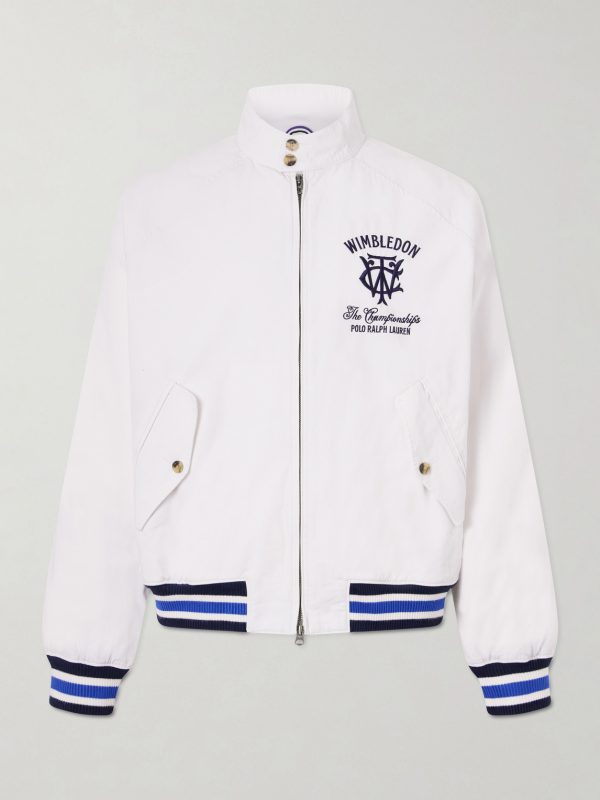 + Wimbledon Logo-Embroidered Striped Cotton Blouson Jacket