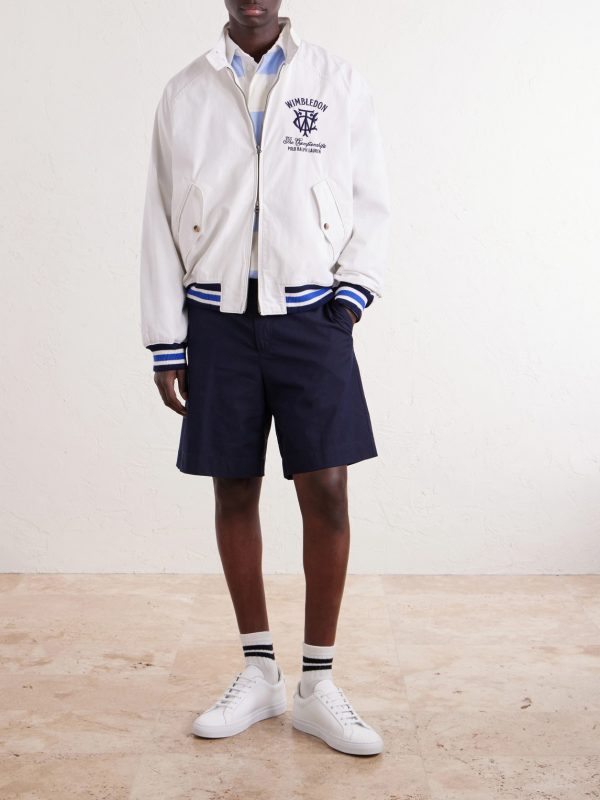 + Wimbledon Logo-Embroidered Striped Cotton Blouson Jacket - OU