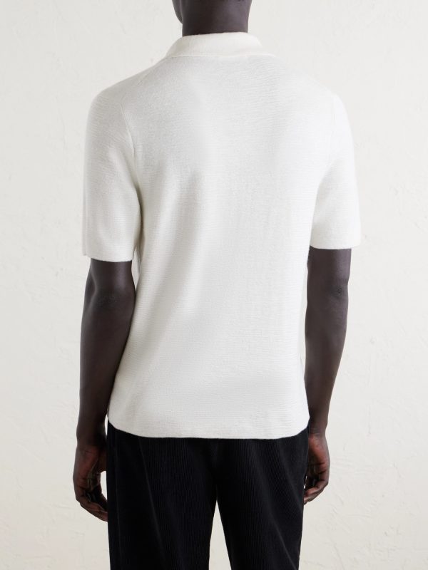 Ravi Top Silk, Cashmere and Linen-Blend Polo Shirt - BK Ravi Top Silk, Cashmere and Linen-Blend Polo Shirt - BK