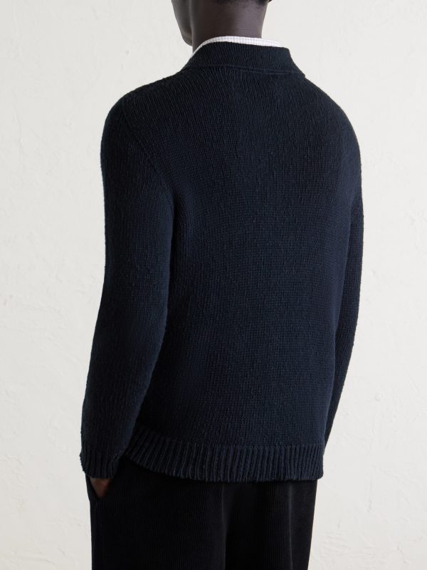 Keegan Top Open-Collar Cotton and Linen-Blend Polo Shirt - BK