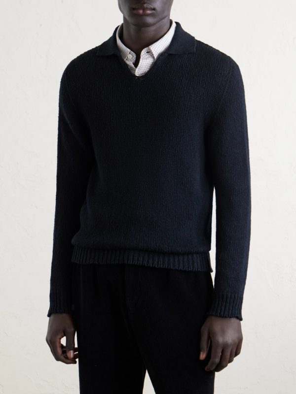Keegan Top Open-Collar Cotton and Linen-Blend Polo Shirt - FR