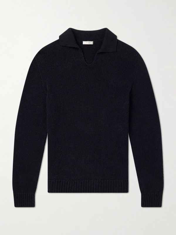 Keegan Top Open-Collar Cotton and Linen-Blend Polo Shirt