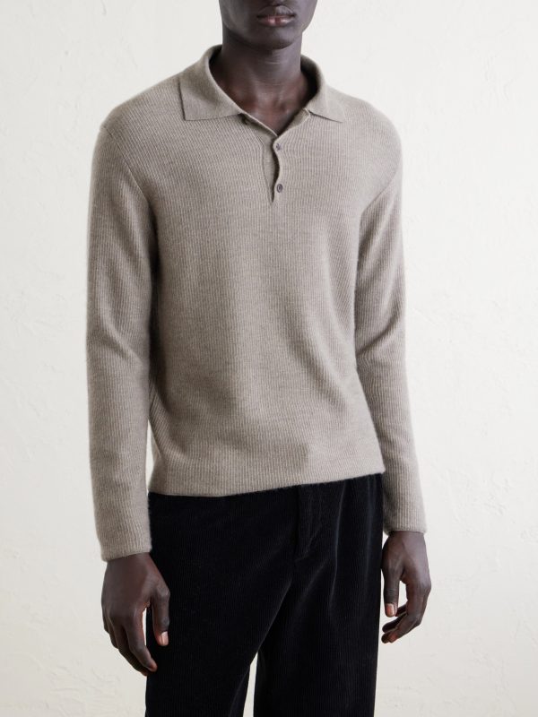 Bertram Top Ribbed Cashmere Polo Shirt - FR