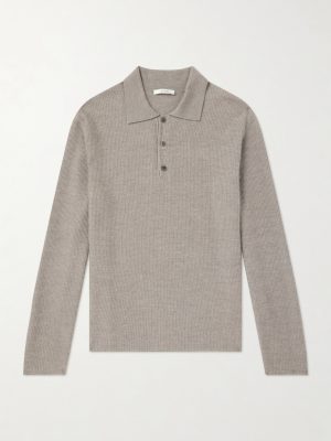 Bertram Top Ribbed Cashmere Polo Shirt Bertram Top Ribbed Cashmere Polo Shirt