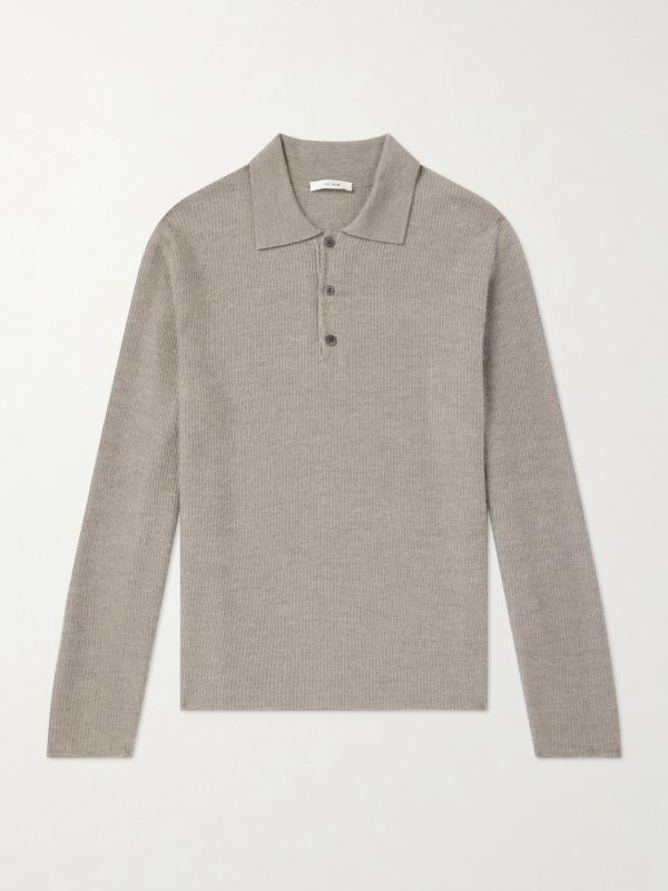 Bertram Top Ribbed Cashmere Polo Shirt