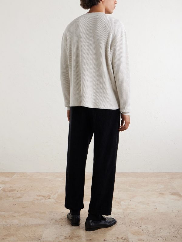 Masaki Top Waffle-Knit Cotton Sweater - BK Masaki Top Waffle-Knit Cotton Sweater - BK