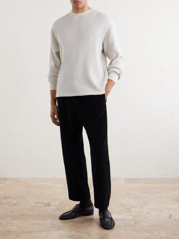 Masaki Top Waffle-Knit Cotton Sweater - OU Masaki Top Waffle-Knit Cotton Sweater - OU