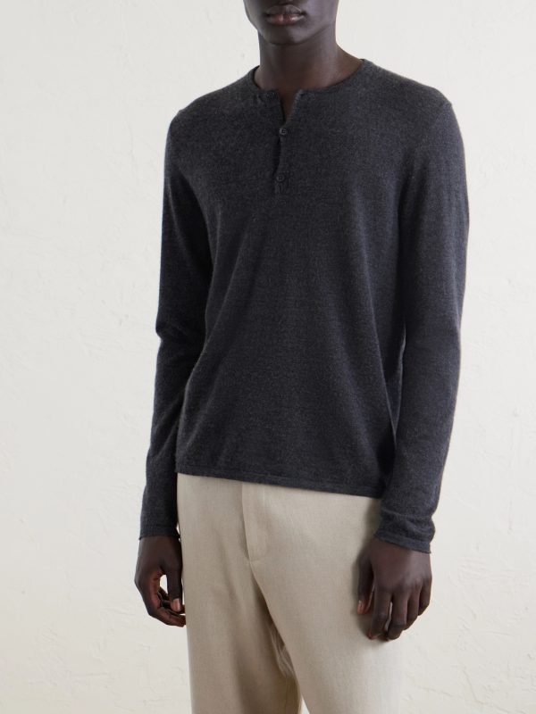 Ayan Cashmere and Silk-Blend Henley Shirt - FR Ayan Cashmere and Silk-Blend Henley Shirt - FR