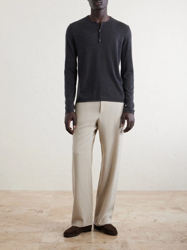 Ayan Cashmere and Silk-Blend Henley Shirt - OU Ayan Cashmere and Silk-Blend Henley Shirt - OU