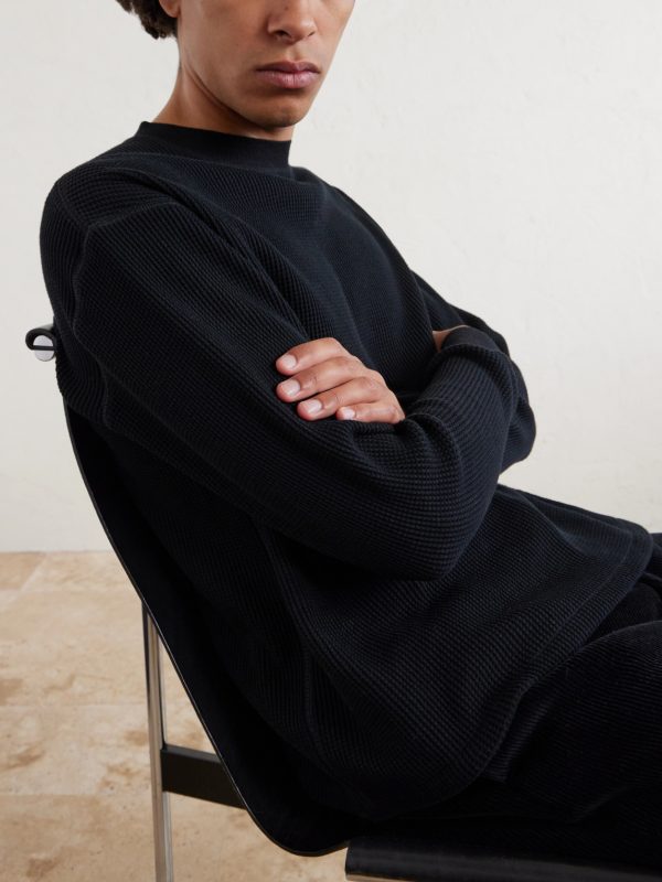 Masaki Top Waffle-Knit Cotton Sweater - E1 Masaki Top Waffle-Knit Cotton Sweater - E1
