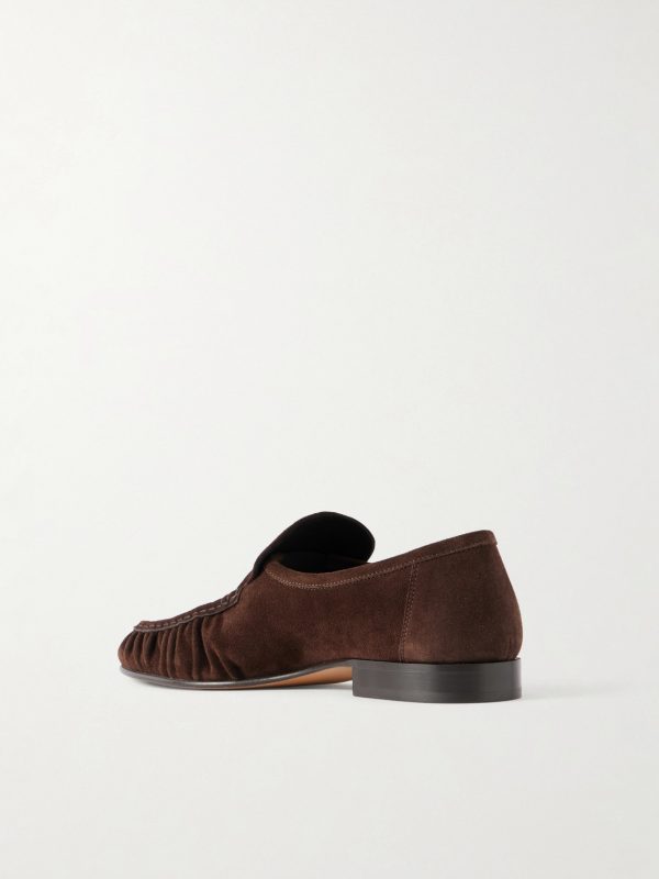Soft Moccasin Two Gathered Suede Loafers - BK