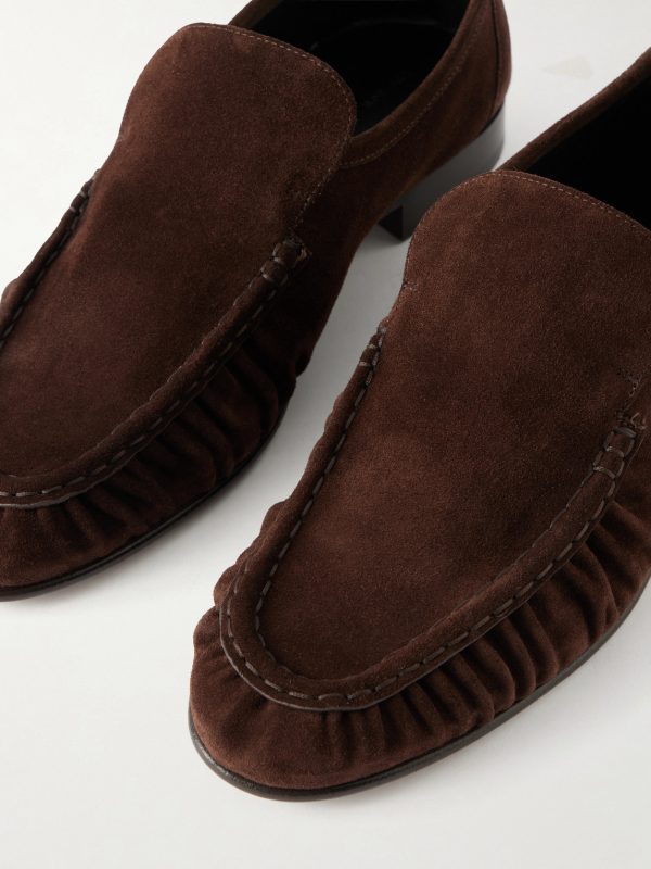 Soft Moccasin Two Gathered Suede Loafers - CU