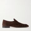 Soft Moccasin Two Gathered Suede Loafers