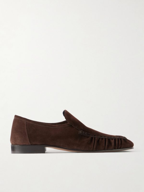 Soft Moccasin Two Gathered Suede Loafers