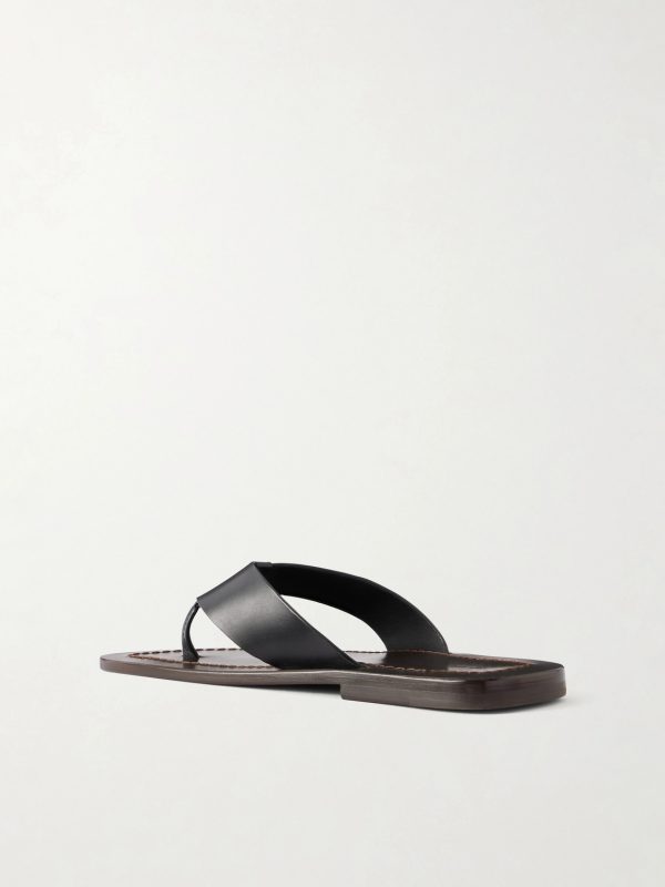 Dan Leather Flip Flop Sandals - BK