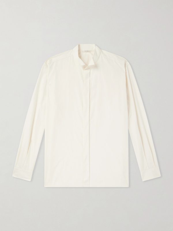 Piero Nehru-Collar Cotton-Poplin Shirt