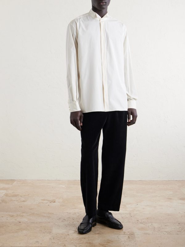 Piero Nehru-Collar Cotton-Poplin Shirt - OU