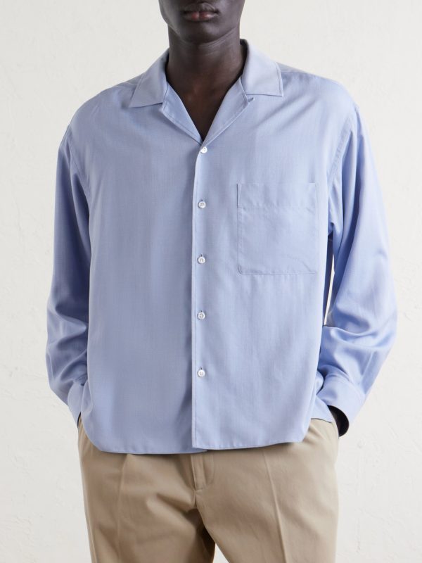Elijas Camp Collar Silk-Poplin Shirt - FR Elijas Camp Collar Silk-Poplin Shirt - FR