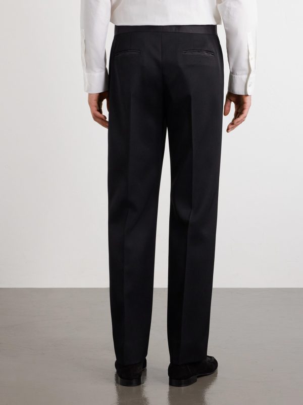 Tissan Straight-Leg Silk-Trimmed Wool Trousers - BK Tissan Straight-Leg Silk-Trimmed Wool Trousers - BK