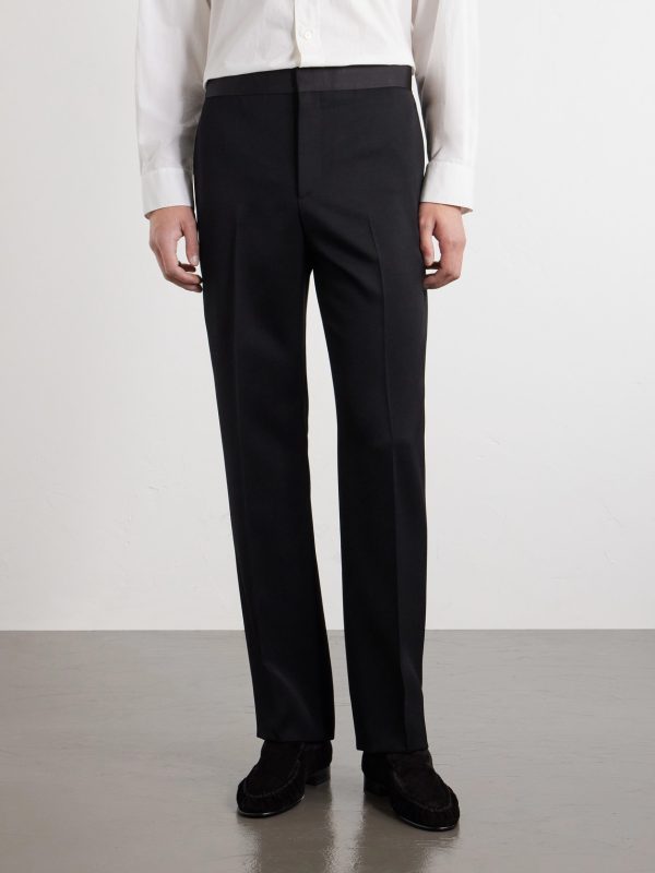 Tissan Straight-Leg Silk-Trimmed Wool Trousers - FR Tissan Straight-Leg Silk-Trimmed Wool Trousers - FR