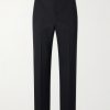 Tissan Straight-Leg Silk-Trimmed Wool Trousers Tissan Straight-Leg Silk-Trimmed Wool Trousers